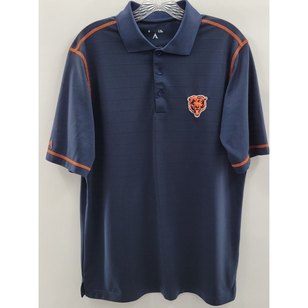 NFL Men's Chicago Bears Antigua Size M Blue Textured Embroidered Polo